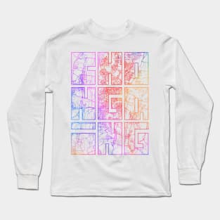 Chongqing, China City Map Typography - Colorful Long Sleeve T-Shirt